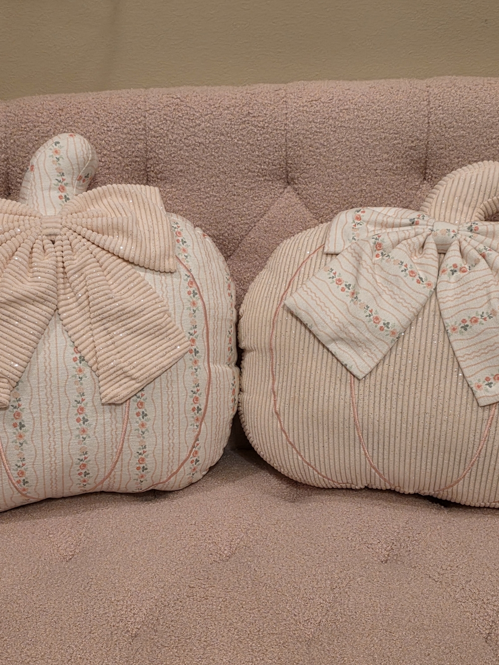 Shabby Chic Soft Pink Floral Pumpkin Accent Pillows